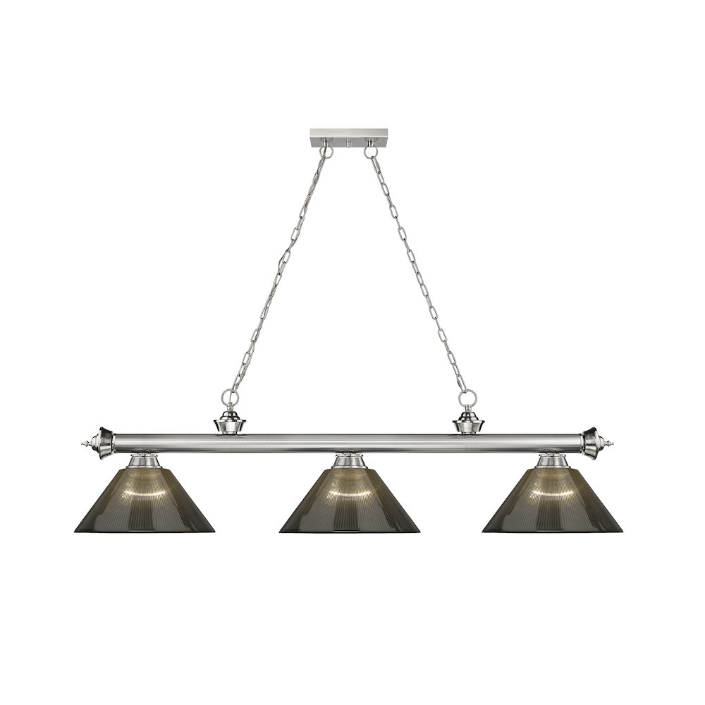 Z-Lite Cordon 3 Light Billiard, Steel Frame, Smoke Shade Color. Picture 2