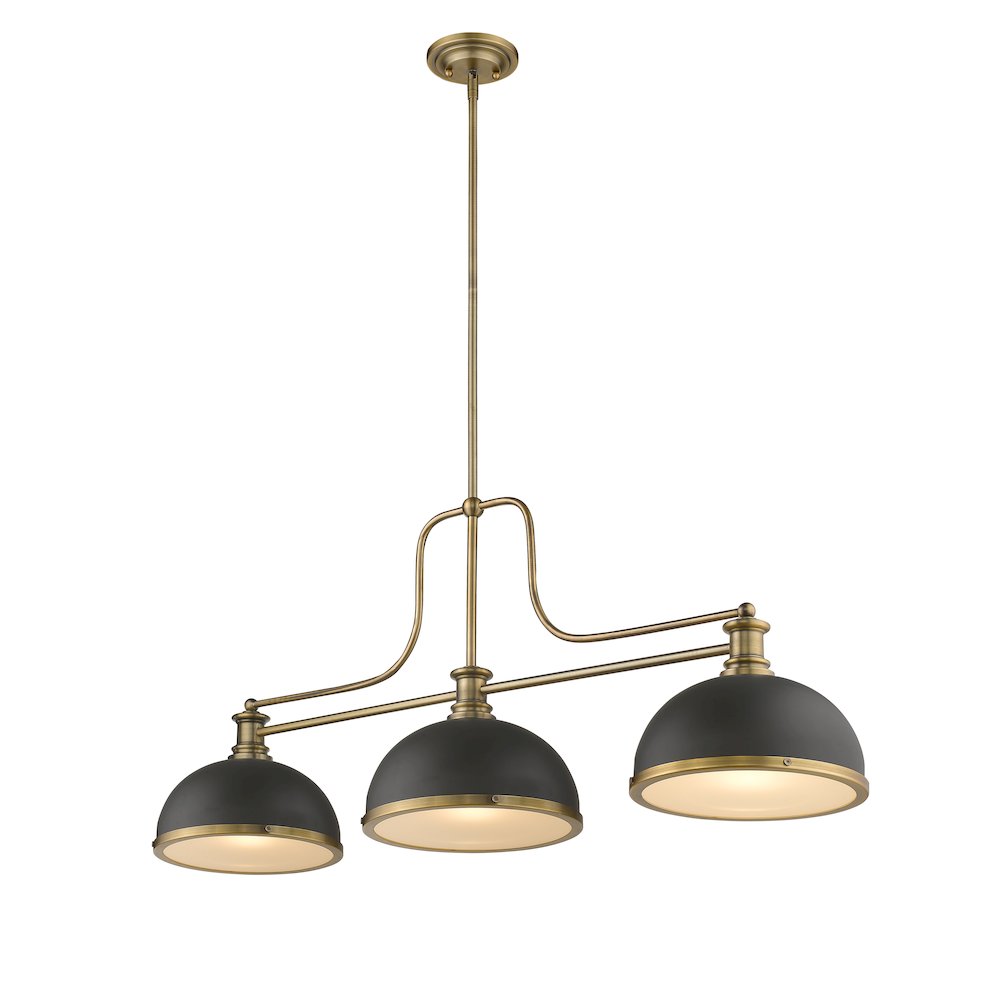 Z-Lite Melange 3 Light Billiard, Bronze + Heritage Brass Shade Color. Picture 4