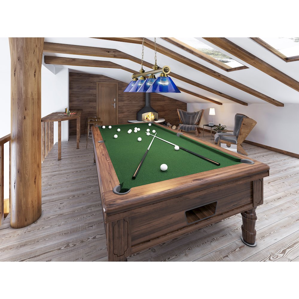 Z-Lite Cordon 4 Light Billiard, Steel Frame, Dark Blue Shade Color. Picture 6