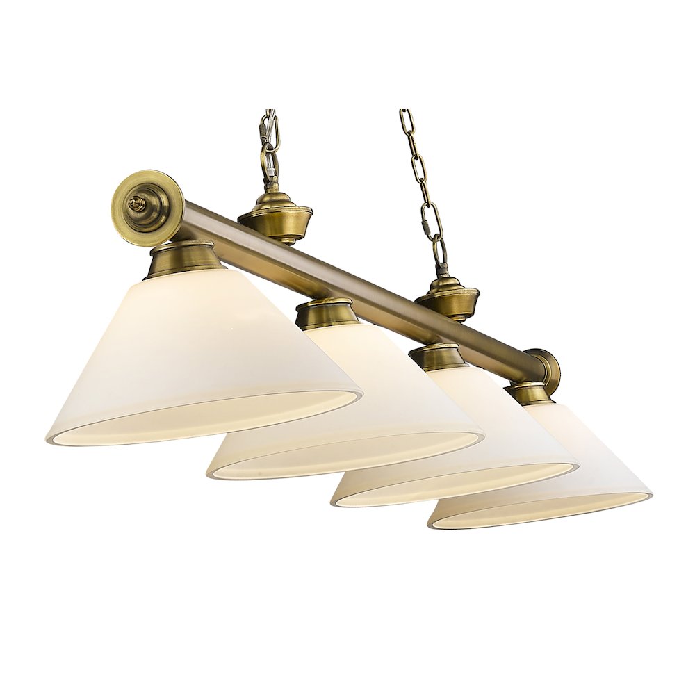 Z-Lite Cordon 4 Light Billiard, Steel Frame, Matte Opal Shade Color. Picture 4