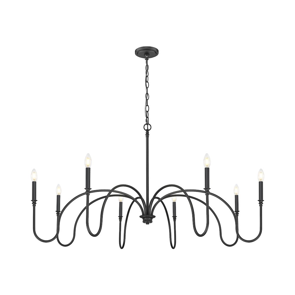 Z-Lite 8 Light Chandelier, Matte Black. Picture 3