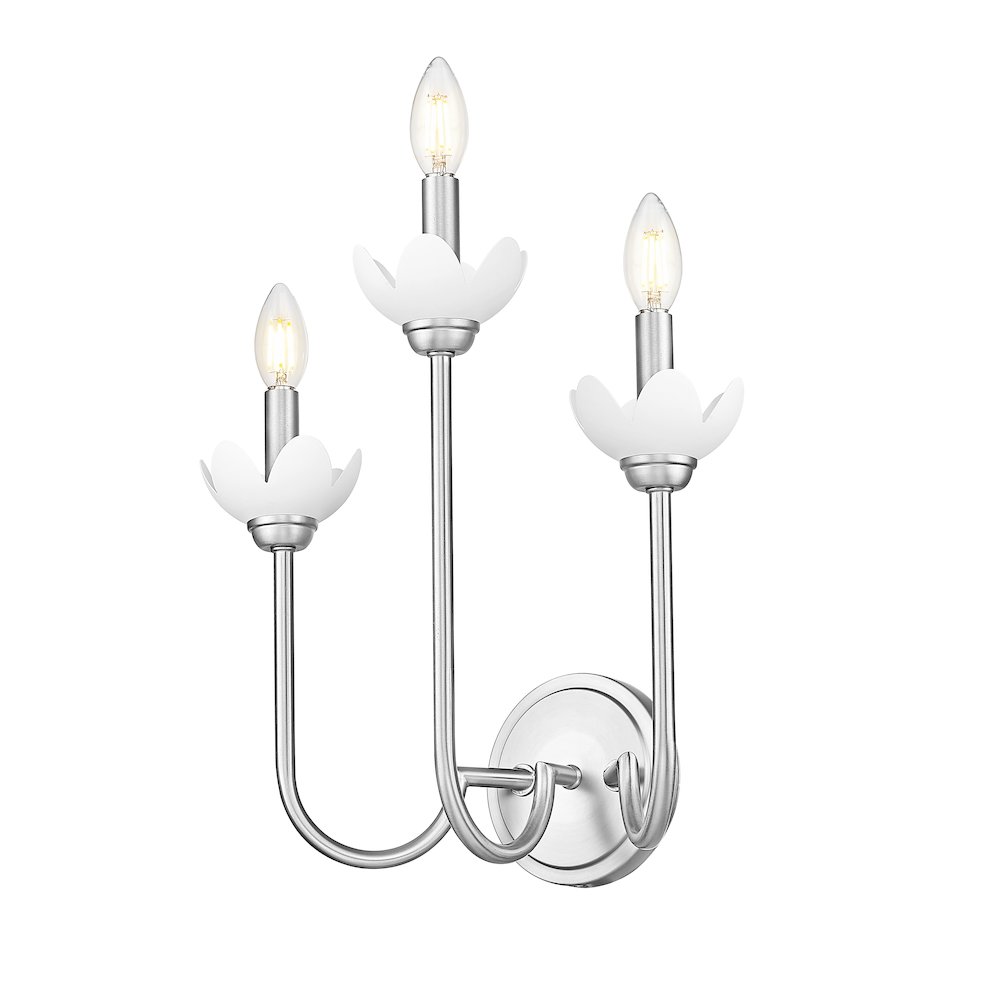 Z-Lite Allistair 3 Light Wall Sconce in Brushed Nickel color, Steel frame. Picture 3
