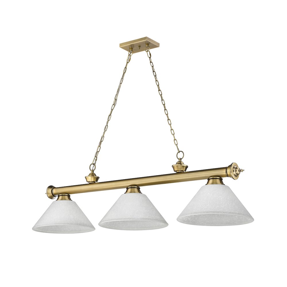 Z-Lite Cordon 3 Light Billiard, Steel Frame, White Linen Shade Color. Picture 5