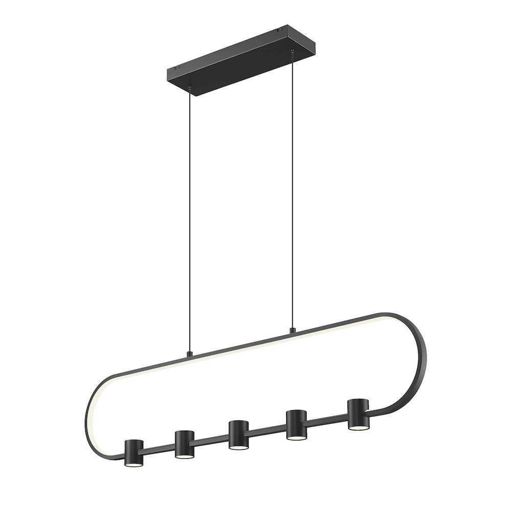 Z-Lite 5 Light Linear Chandelier, Matte Black. Picture 3