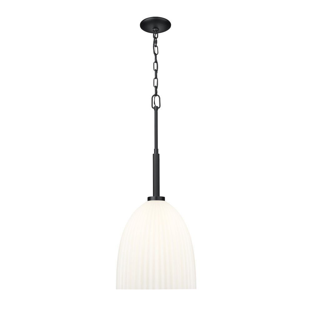Z-Lite Naya 1 Light Pendant in Matte Black color, Steel frame. Picture 1