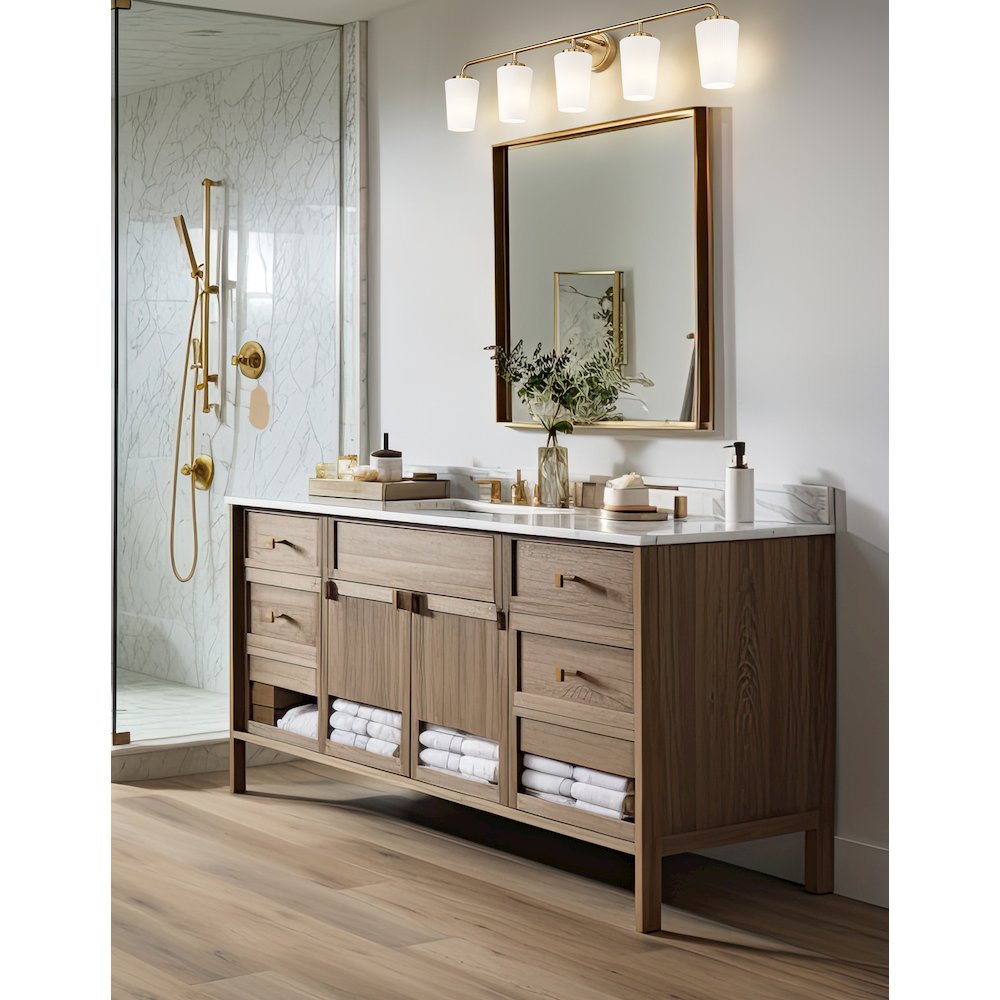 Z-Lite Montford 5 Light Vanity in Modern Gold color, Steel frame. Picture 7