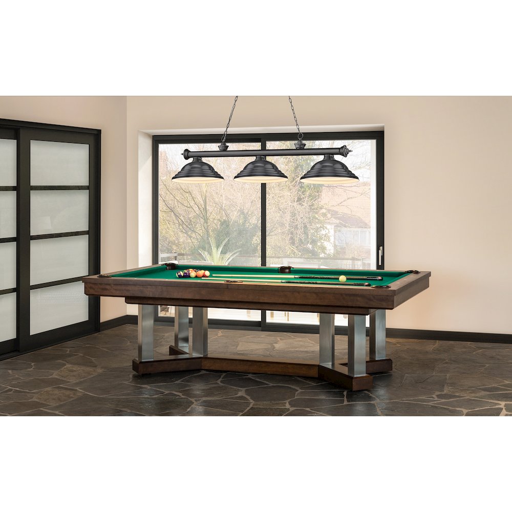 Z-Lite Cordon 3 Light Billiard, Steel Frame, Bronze Plate Shade Color. Picture 6
