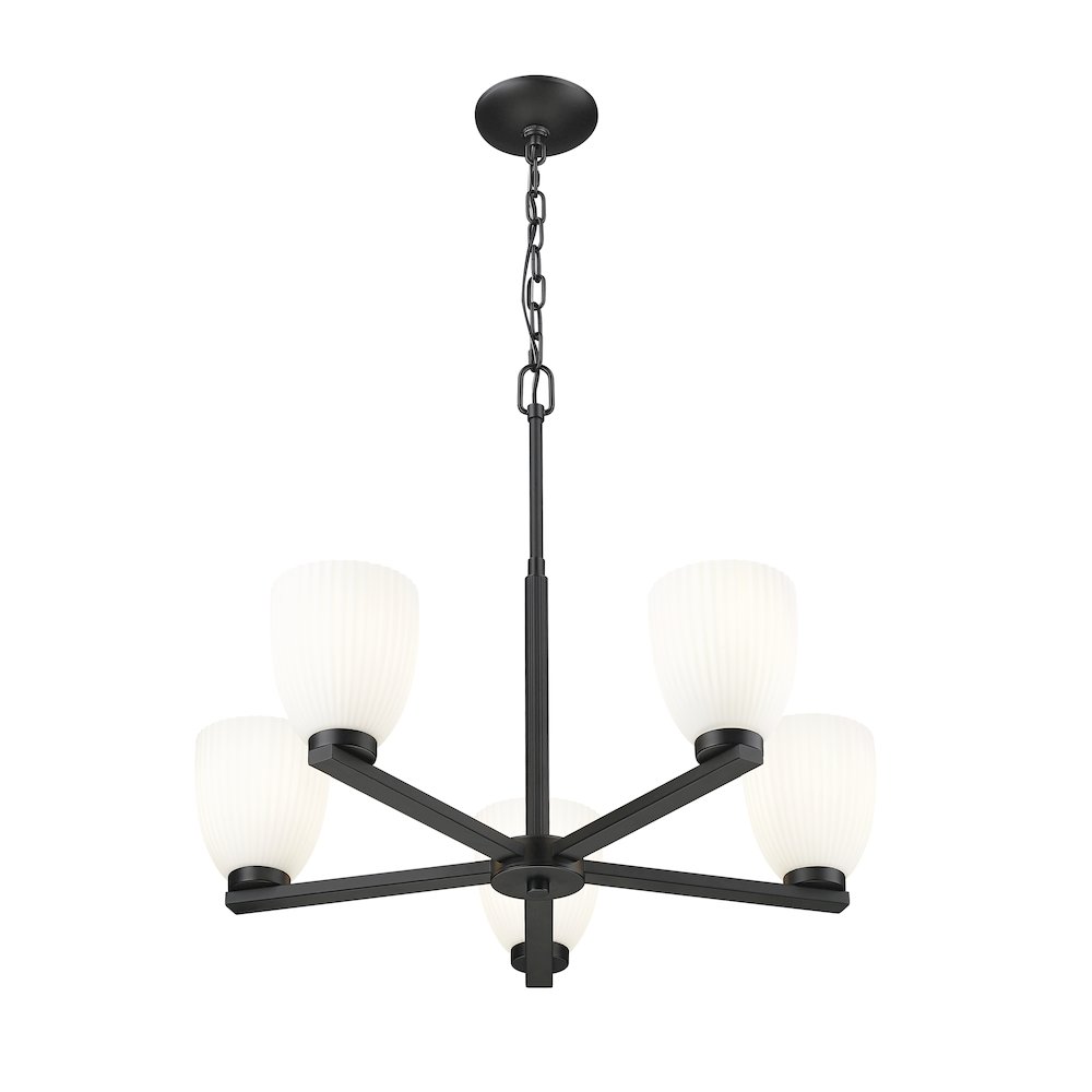 Z-Lite Naya 5 Light Chandelier in Matte Black color, Steel frame. Picture 2
