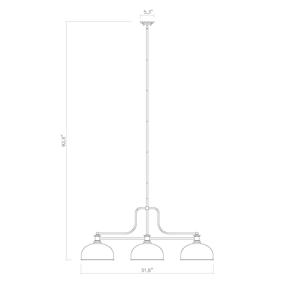 Z-Lite Melange 3 Light Billiard, Steel Frame, Matte Black Shade Color. Picture 8