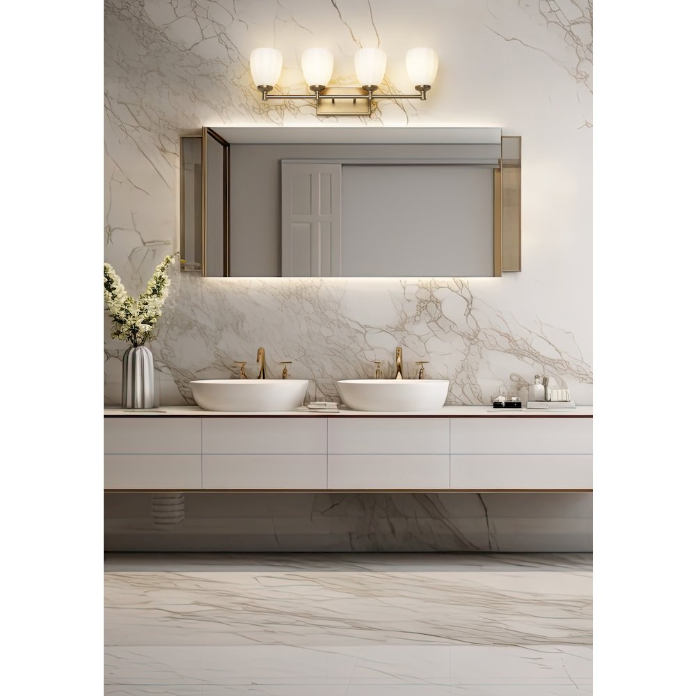 Z-Lite Oren 4 Light Vanity in Modern Gold color, Steel frame. Picture 6