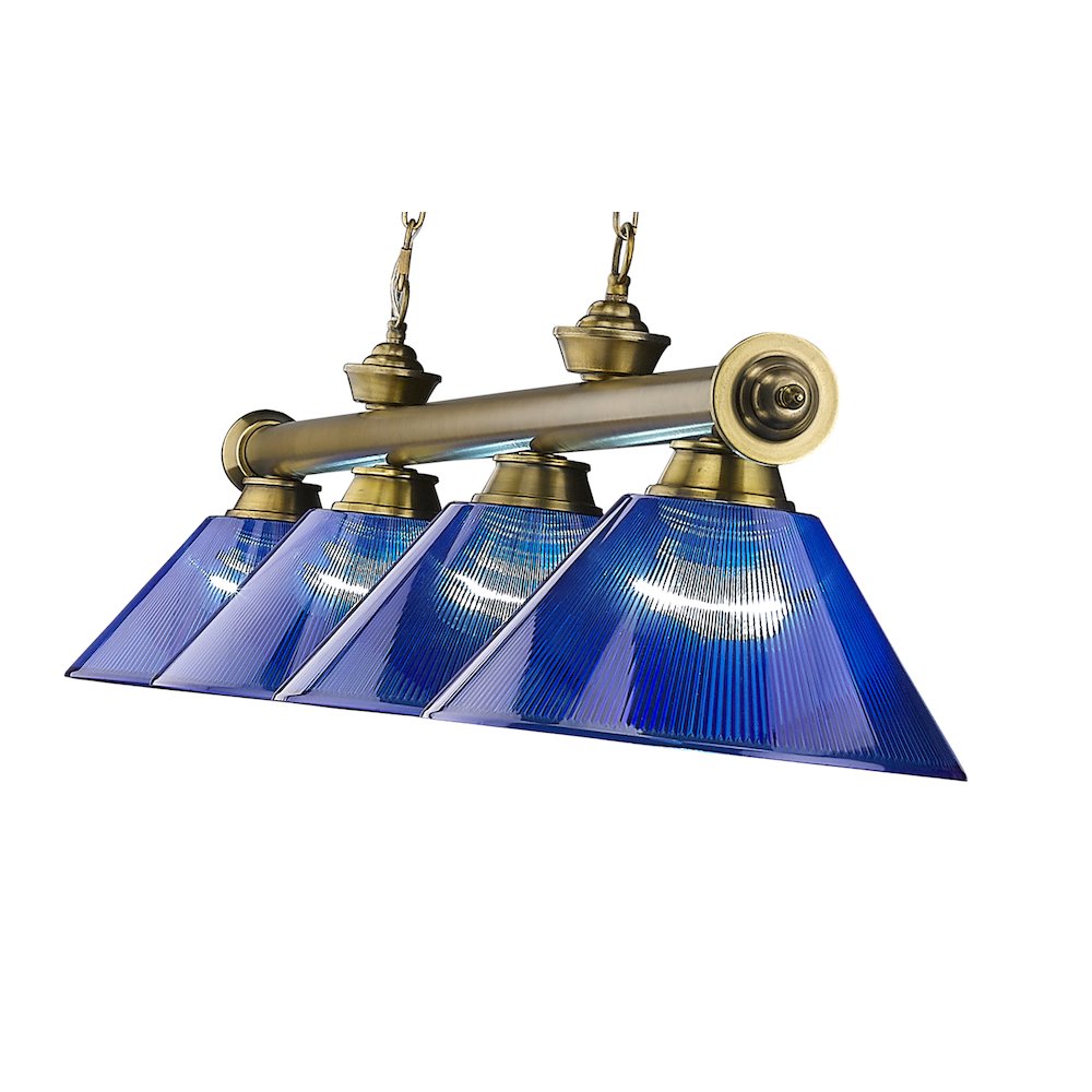 Z-Lite Cordon 4 Light Billiard, Steel Frame, Dark Blue Shade Color. Picture 4
