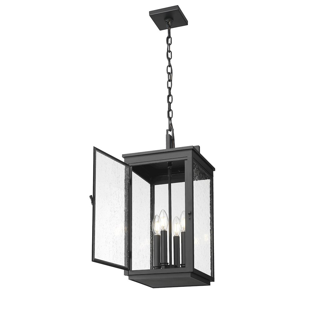 Z-Lite Hartwell 4 Light Outdoor Chain Mount Ceiling Fixture in Sand Black color. Picture 2
