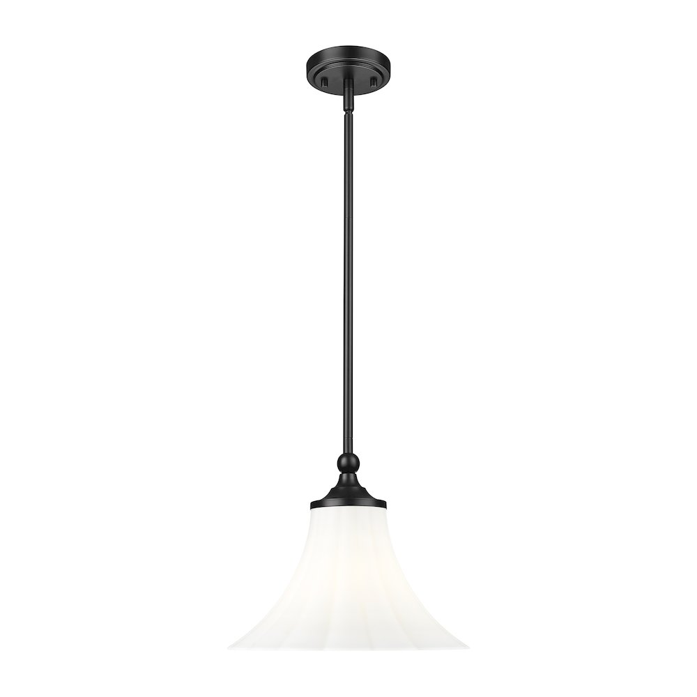 Z-Lite 1 Light Pendant, Matte Black. Picture 1