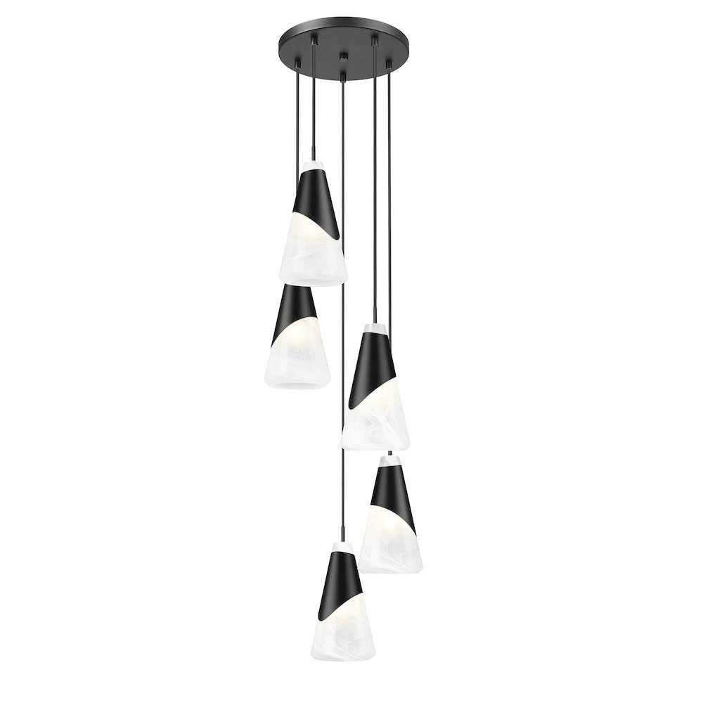 Z-Lite Aimie 5 Light Chandelier, Matte Black. Picture 3