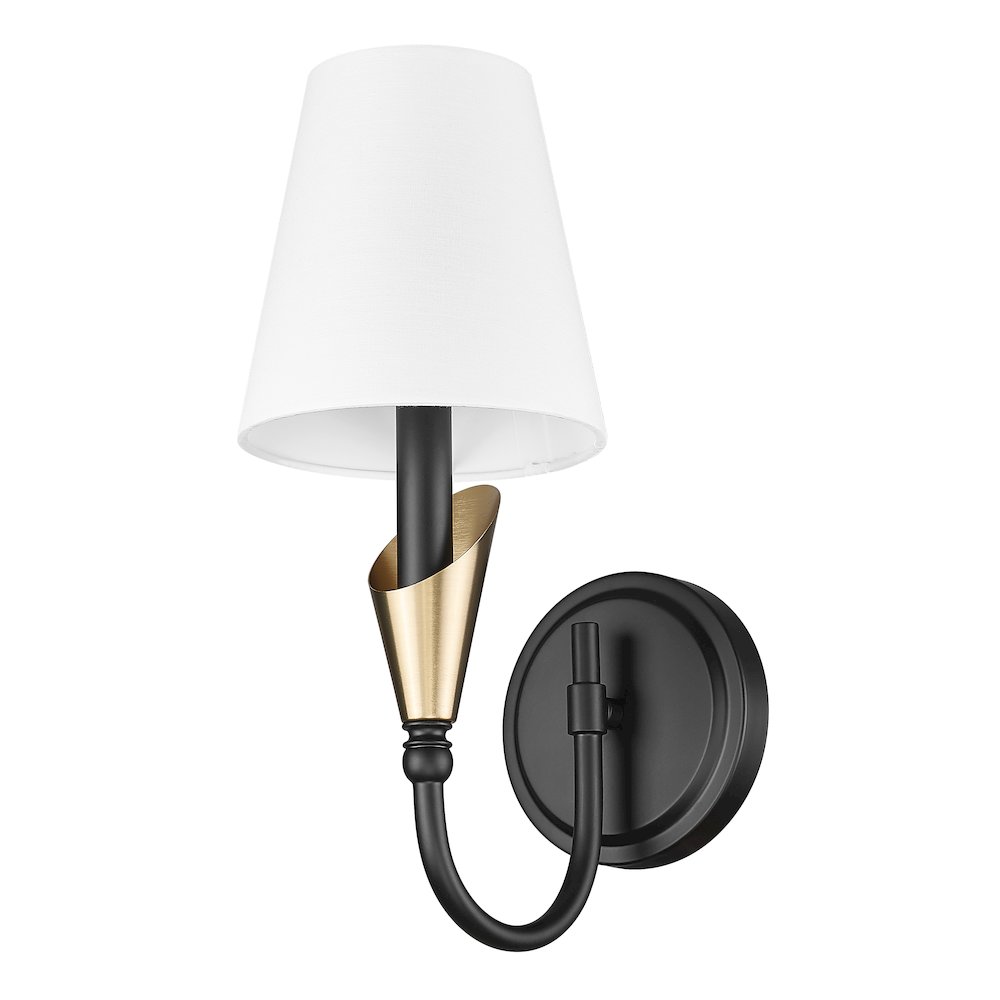 Z-Lite Claudelle 1 Light Wall Sconce in Matte Black + Modern Gold color. Picture 5