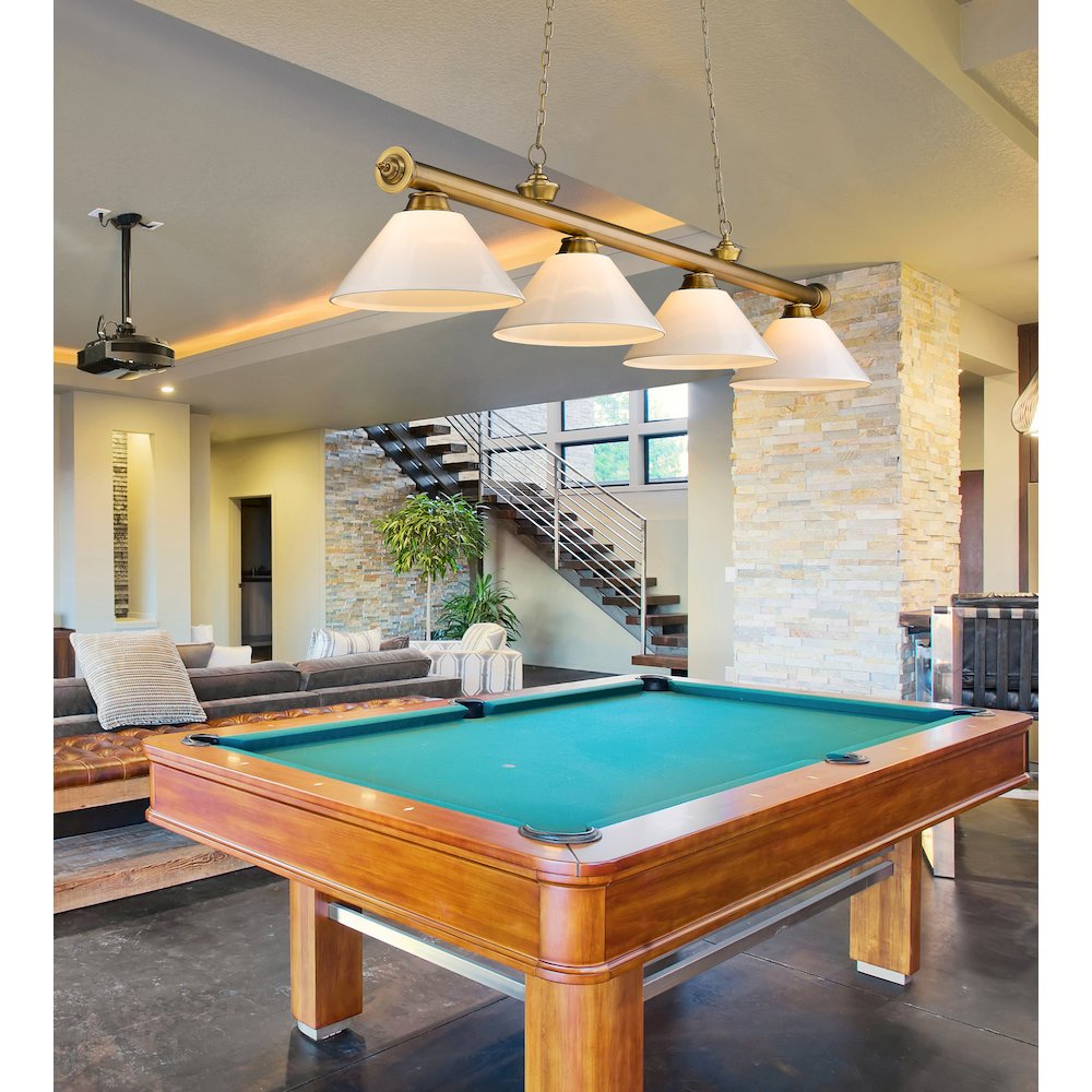 Z-Lite Cordon 4 Light Billiard, Steel Frame, White Shade Color. Picture 6