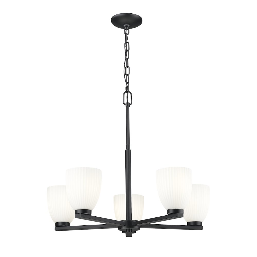 Z-Lite Naya 5 Light Chandelier in Matte Black color, Steel frame. Picture 3
