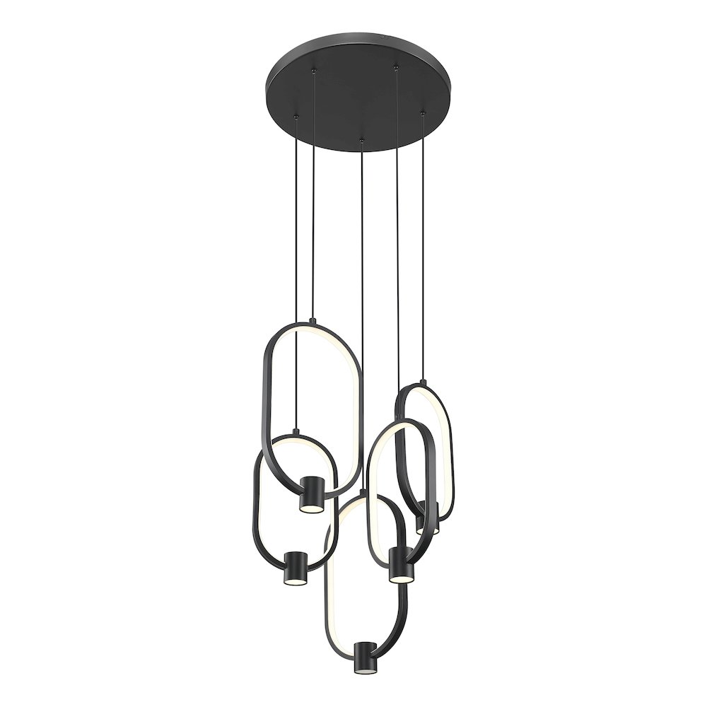 Z-Lite 5 Light Chandelier, Matte Black. Picture 2