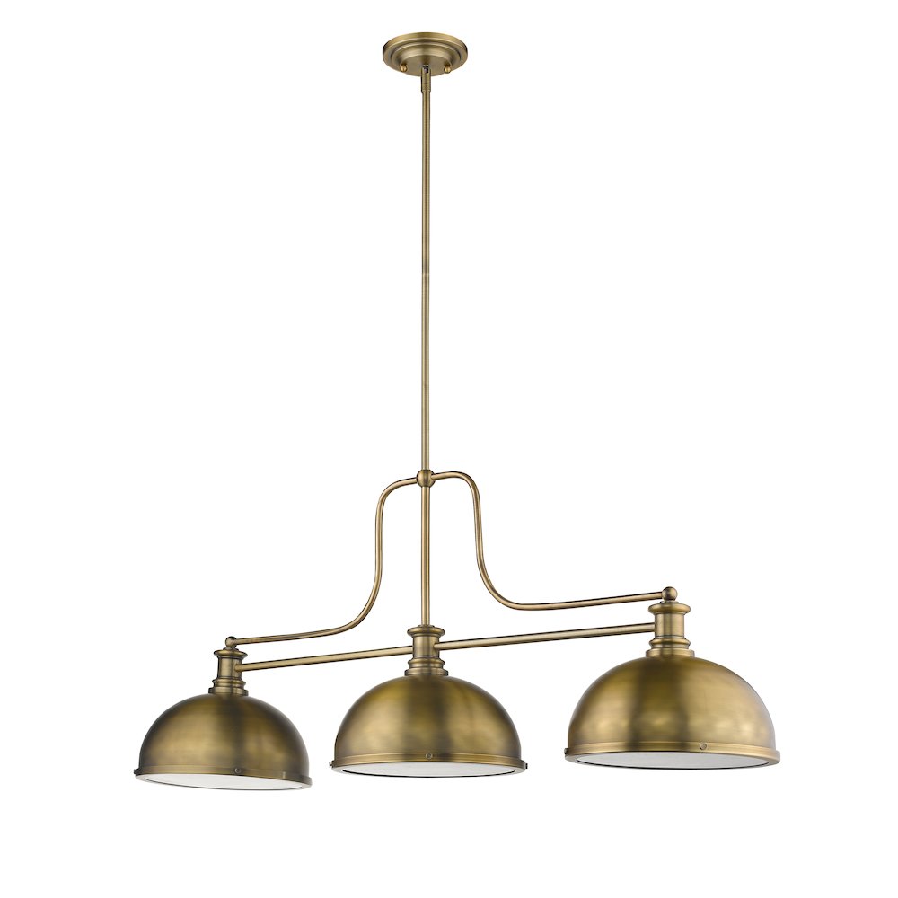 Z-Lite Melange 3 Light Billiard, Steel Frame, Heritage Brass Shade Color. Picture 5