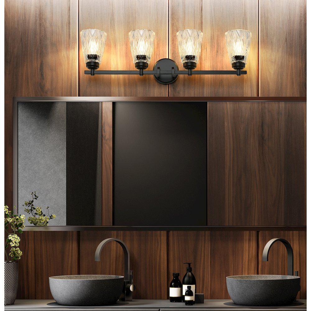Z-Lite 4 Light Vanity, Matte Black. Picture 6