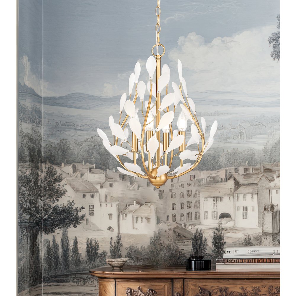 Z-Lite 4 Light Chandelier, Modern Gold. Picture 5