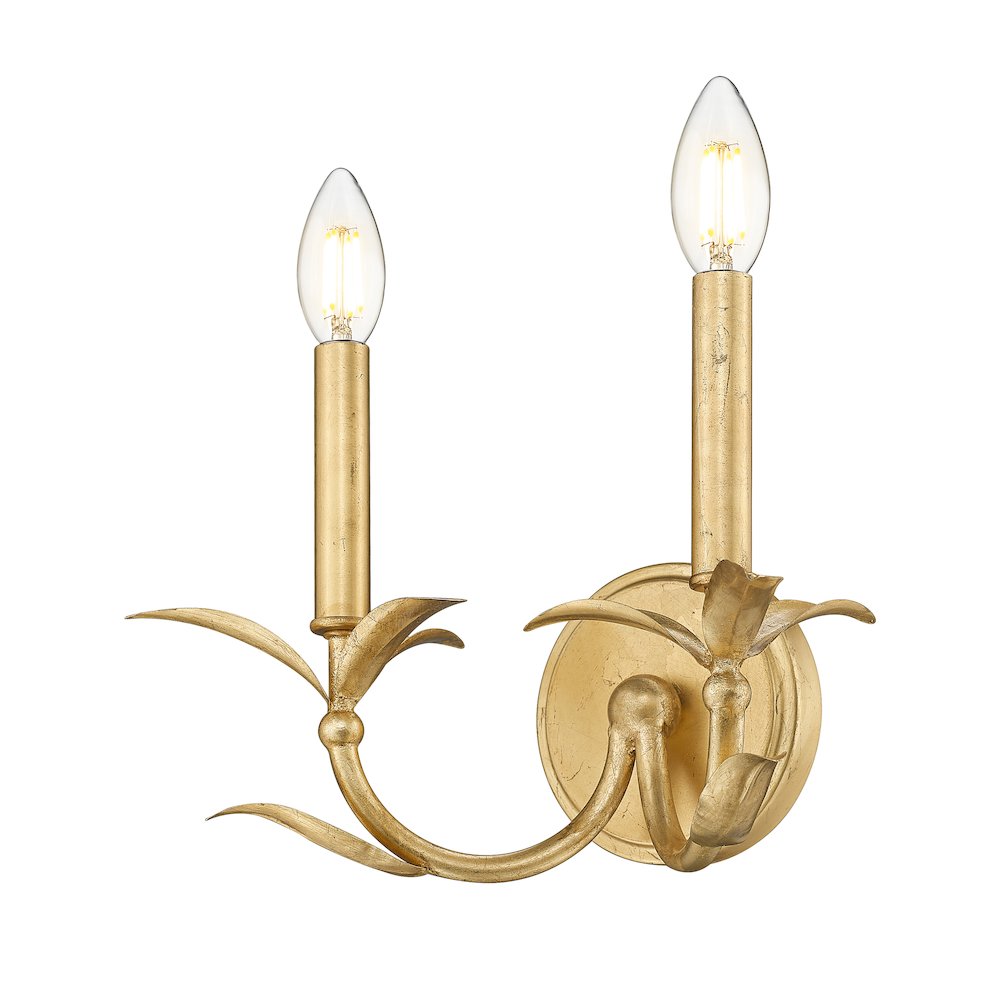 Z-Lite 2 Light Wall Sconce, Gold Leaf. Picture 2
