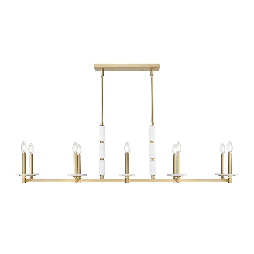 Z-Lite Kaden 10 Light Linear Chandelier in Modern Gold color, Steel frame. Picture 2