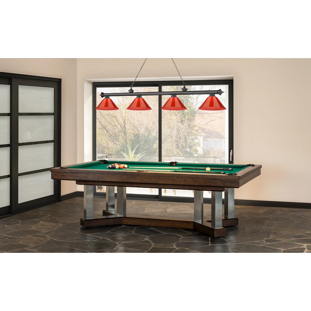 Z-Lite Cordon 4 Light Billiard, Steel Frame, Red Shade Color. Picture 6