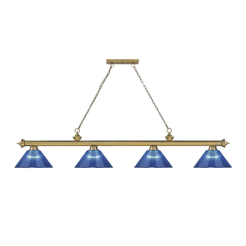 Z-Lite Cordon 4 Light Billiard, Steel Frame, Dark Blue Shade Color. Picture 2