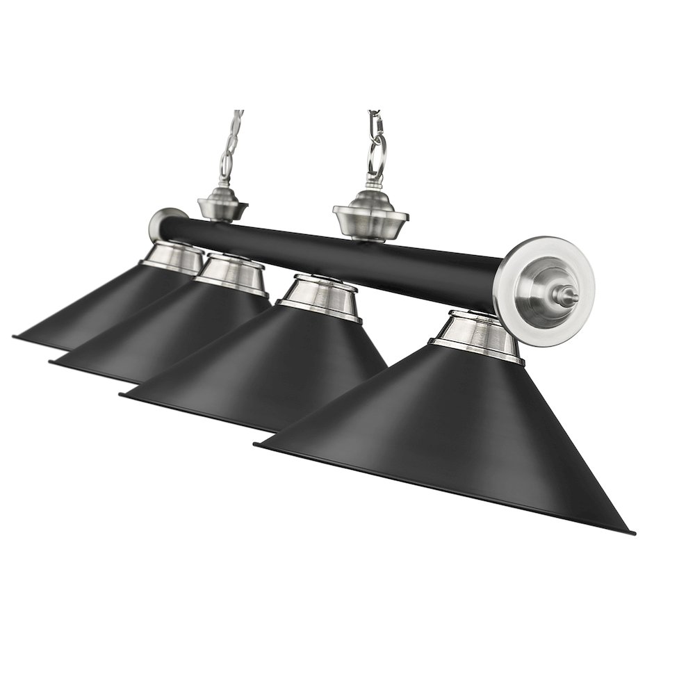 Z-Lite Cordon 4 Light Billiard, Steel Frame, Matte Black Shade Color. Picture 4