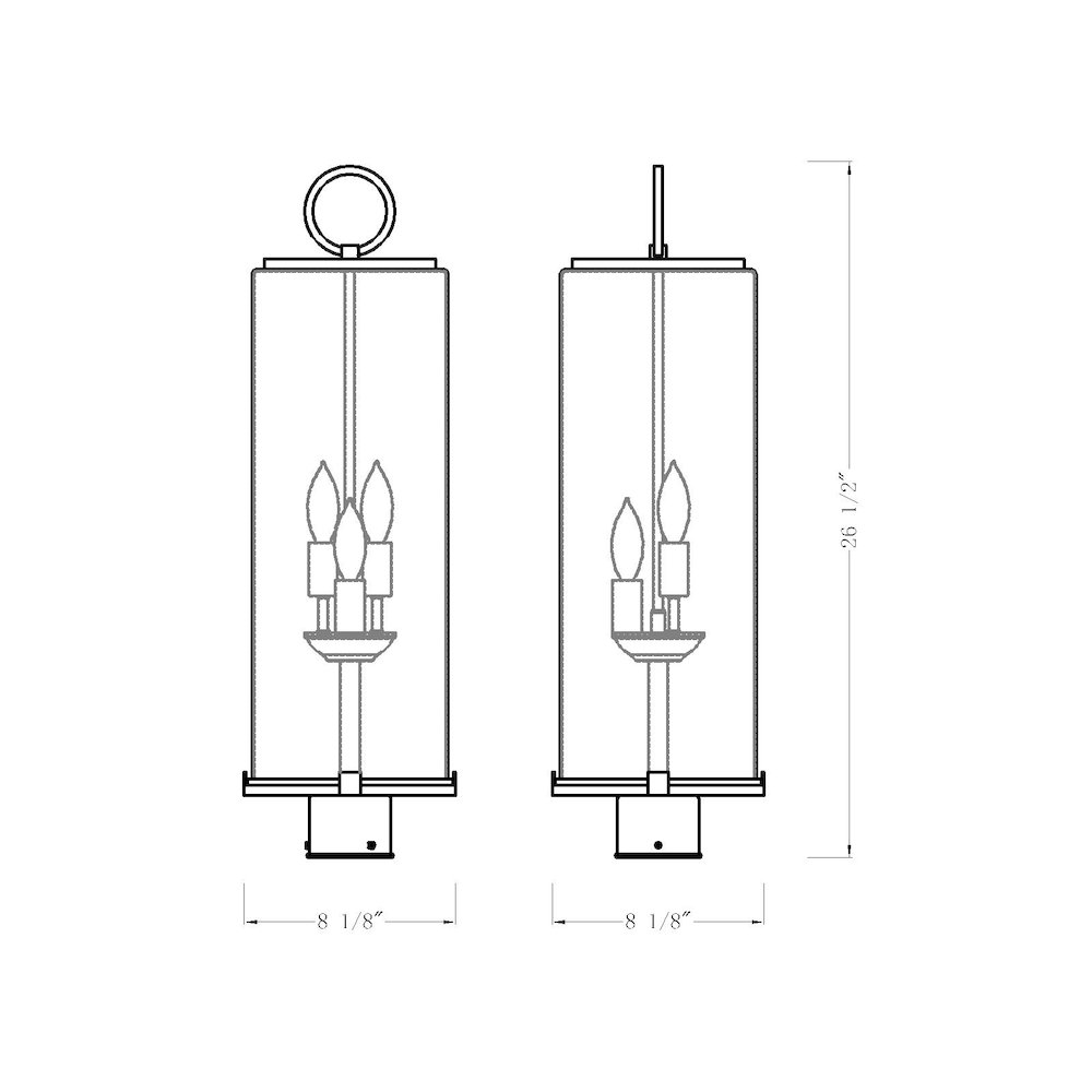 Z-Lite 3 Light Outdoor Post Mount Fixture. Picture 6
