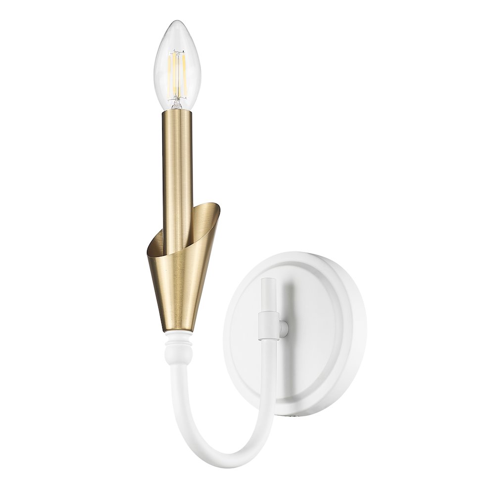 Z-Lite Claudelle 1 Light Wall Sconce in Textured White + Modern Gold color. Picture 3