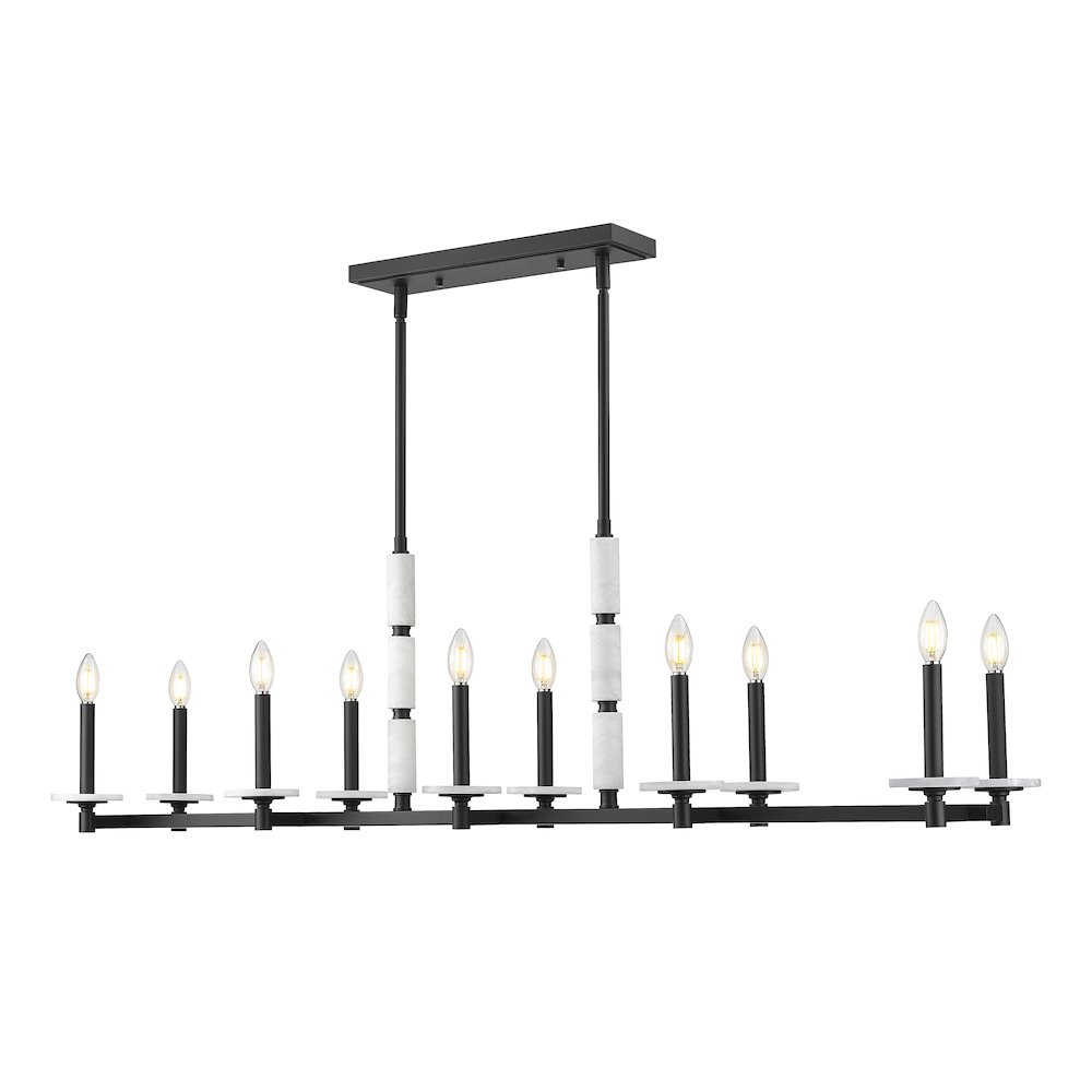 Z-Lite Kaden 10 Light Linear Chandelier in Matte Black color, Steel frame. Picture 3