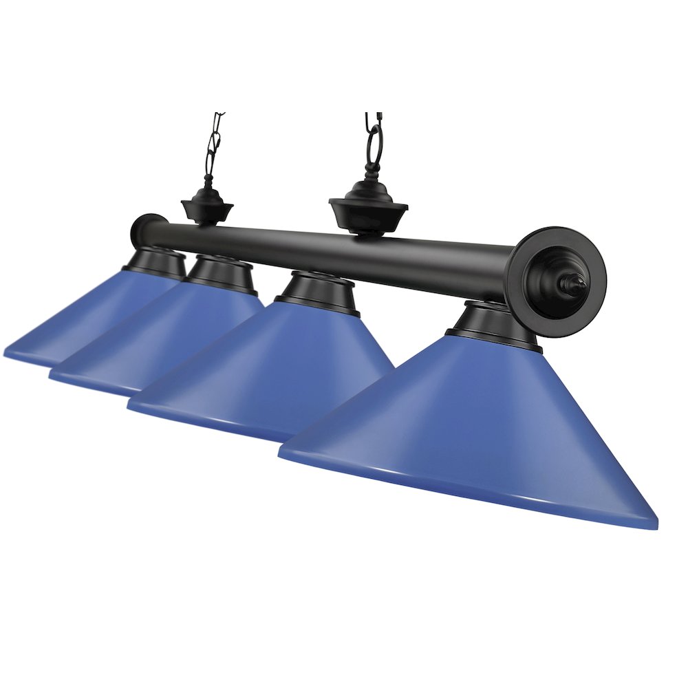 Z-Lite Cordon 4 Light Billiard, Steel Frame, Navy Blue Shade Color. Picture 4