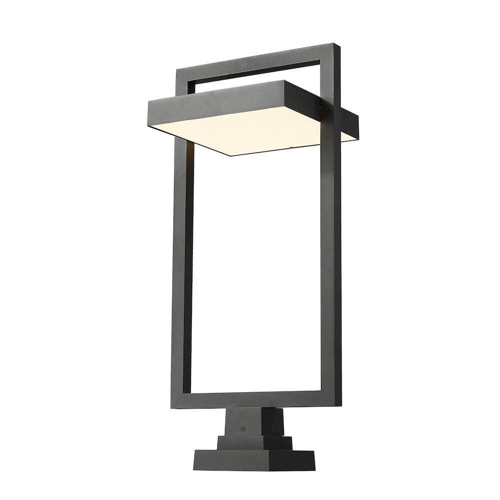 Z-Lite Luttrel 1 Light Outdoor Pier Mounted Fixture in Black Frame Finish. Picture 1