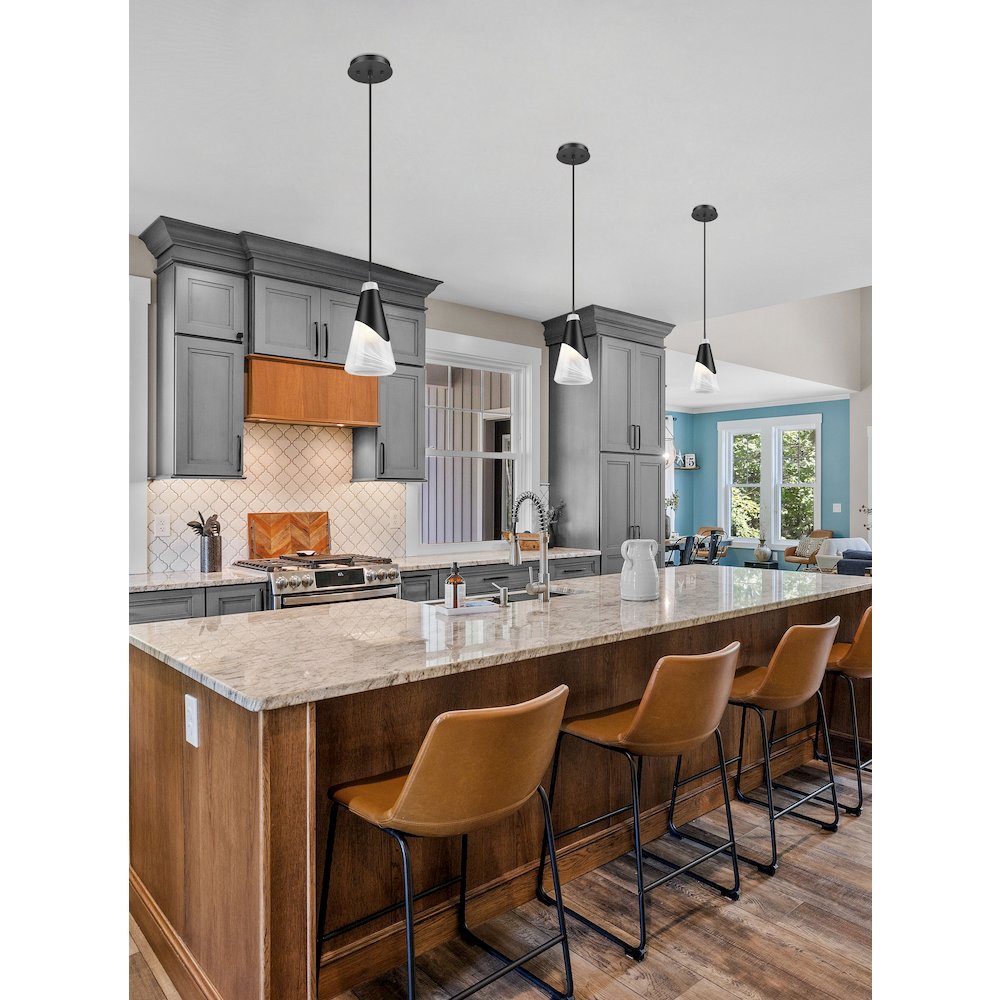 Z-Lite Aimie 1 Light Pendant, Matte Black. Picture 6