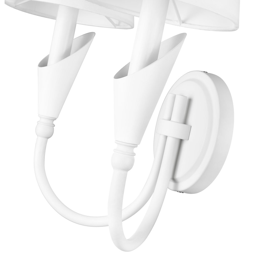 Z-Lite Claudelle 2 Light Wall Sconce in Textured White color, Steel frame. Picture 4