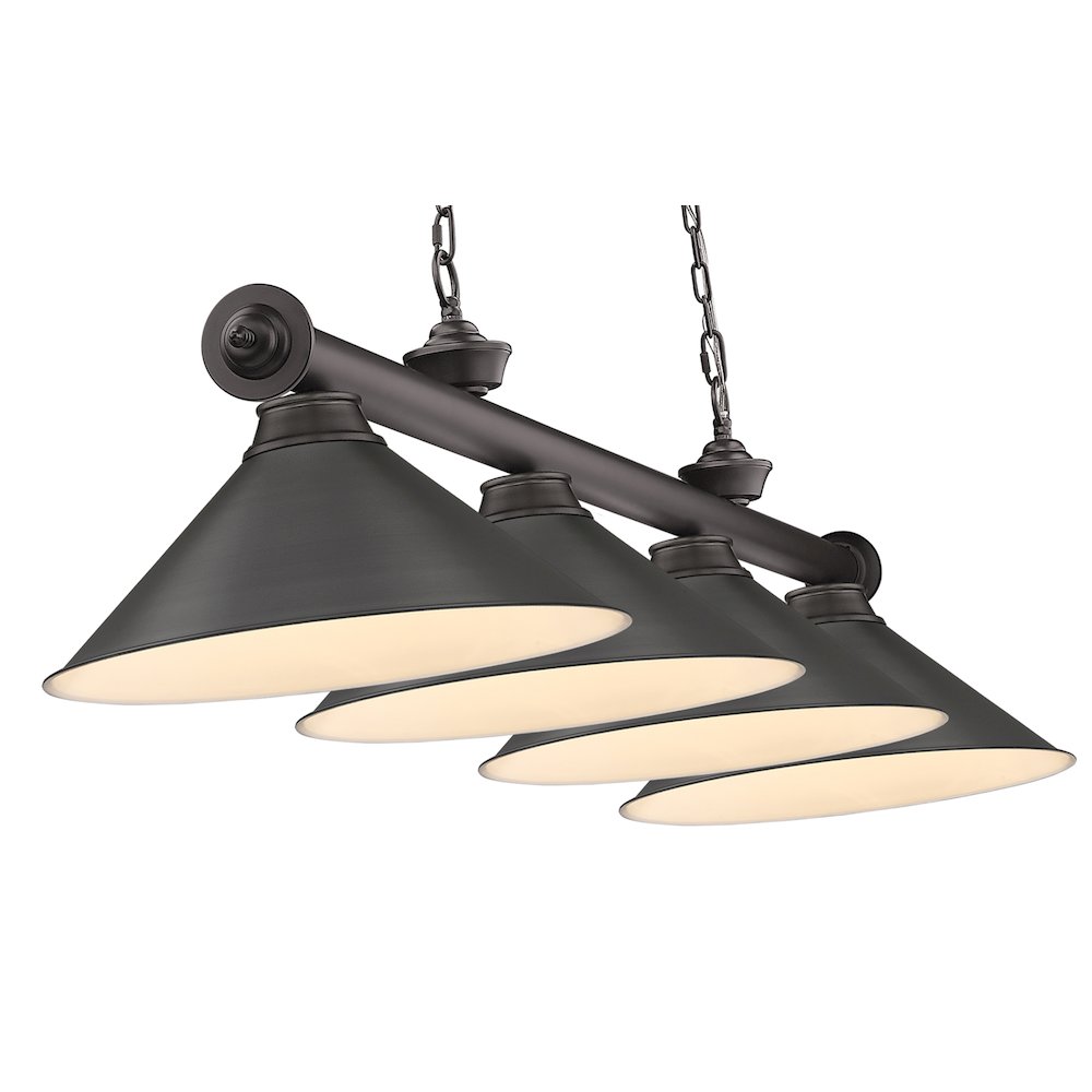 Z-Lite Cordon 4 Light Billiard, Steel Frame, Bronze Shade Color. Picture 4