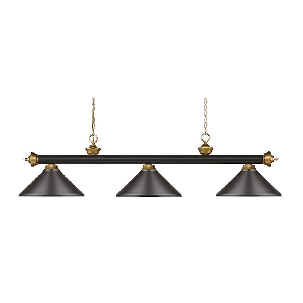 Z-Lite Riviera 3 Light Billiard, Steel Frame, Bronze Shade Color. Picture 1