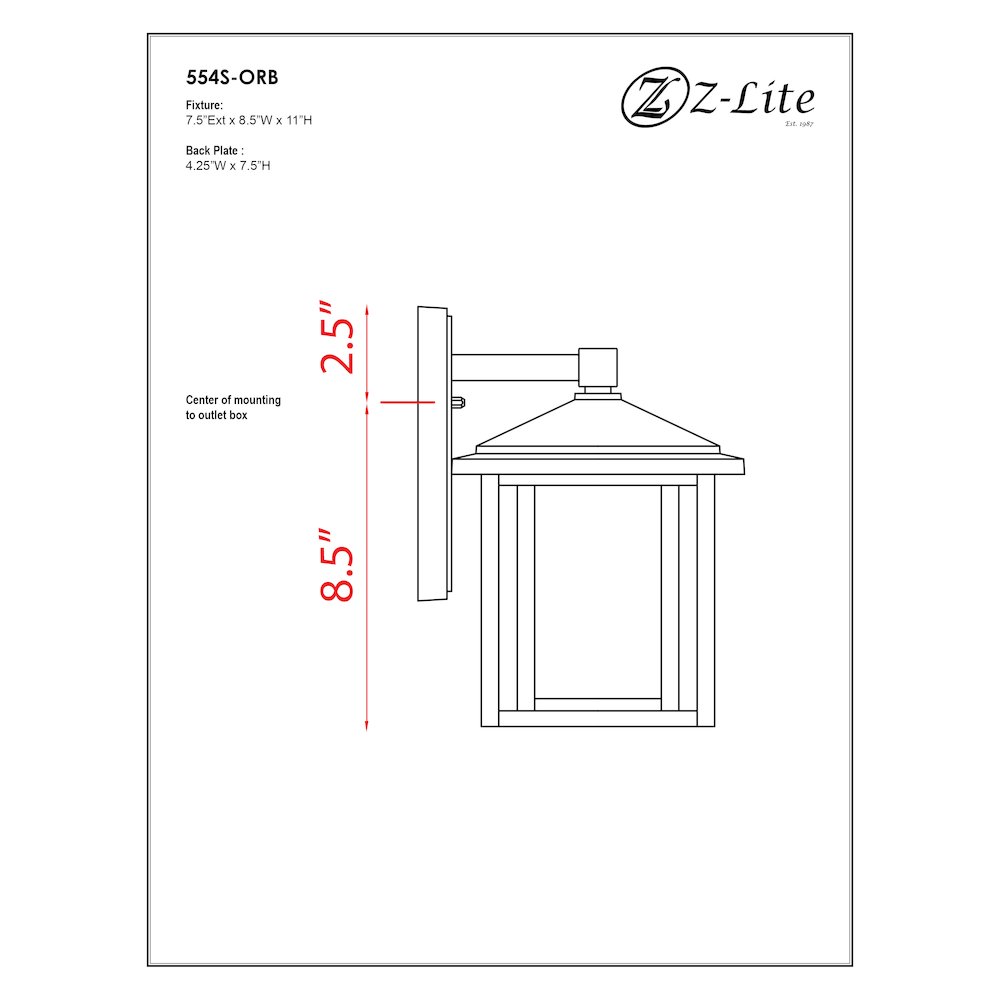 Z-Lite 1 Light Outdoor Wall Light. Picture 2