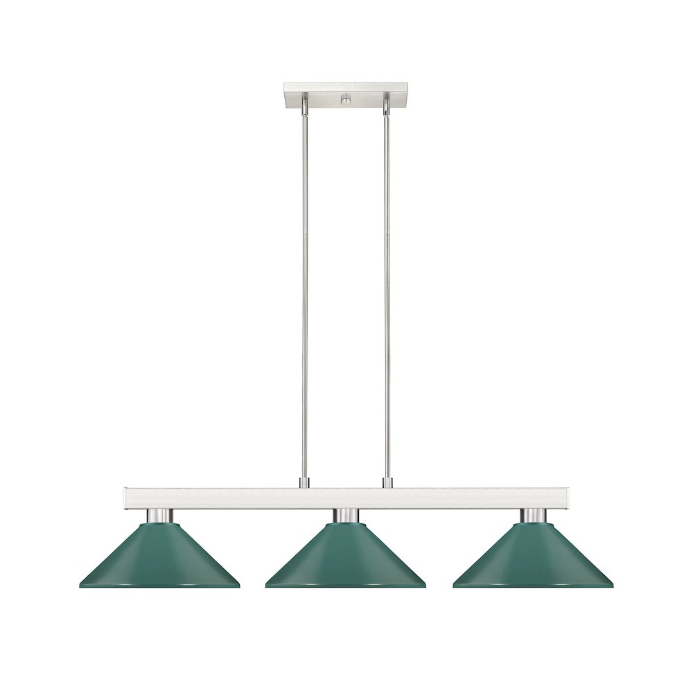 Z-Lite Cobalt 3 Light Billiard, Steel Frame, Dark Green Shade Color. Picture 2