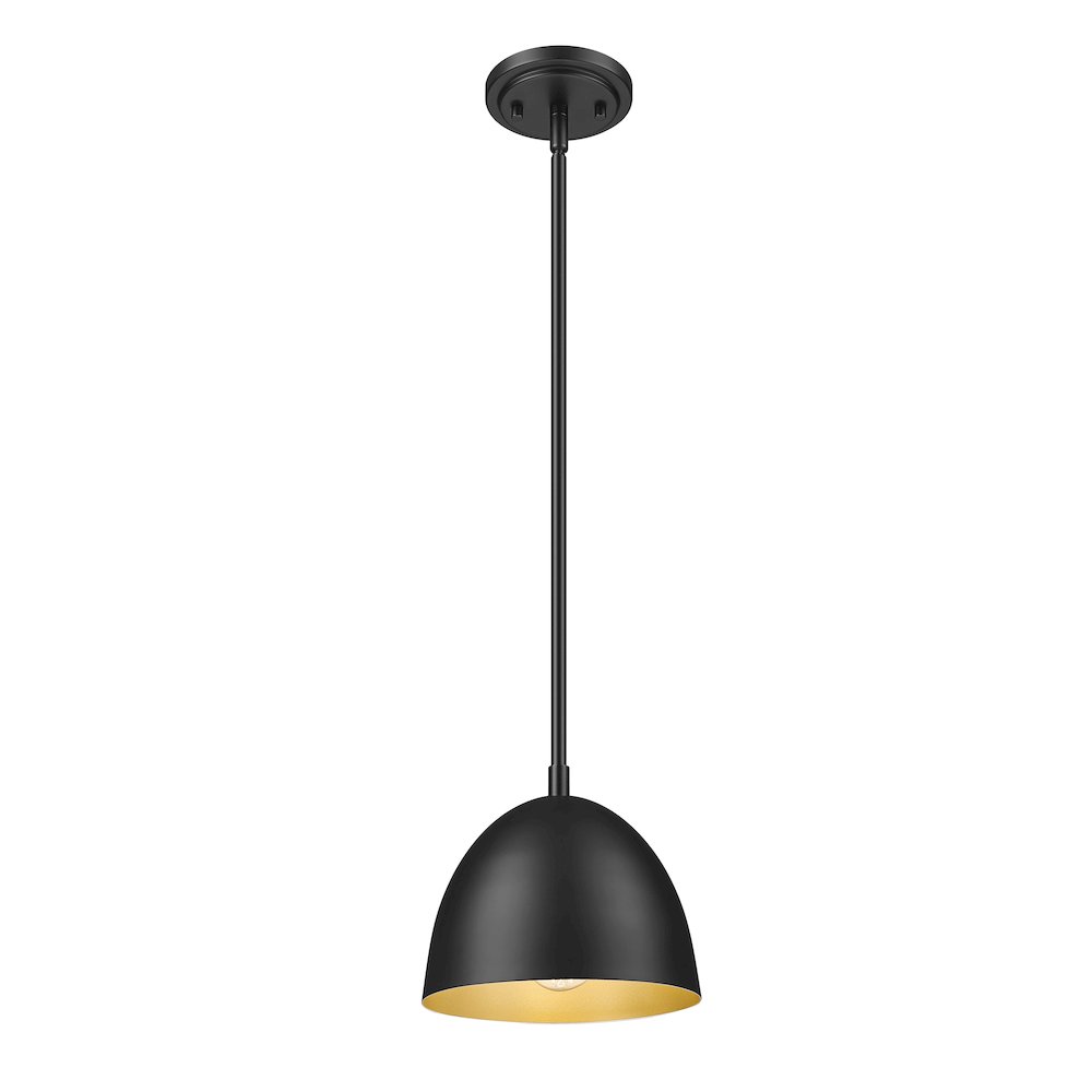 Z-Lite 1 Light Pendant, Matte Black. Picture 3