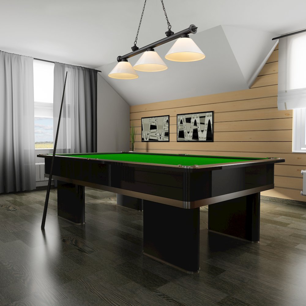 Z-Lite Cordon 3 Light Billiard, Steel Frame, White Shade Color. Picture 7