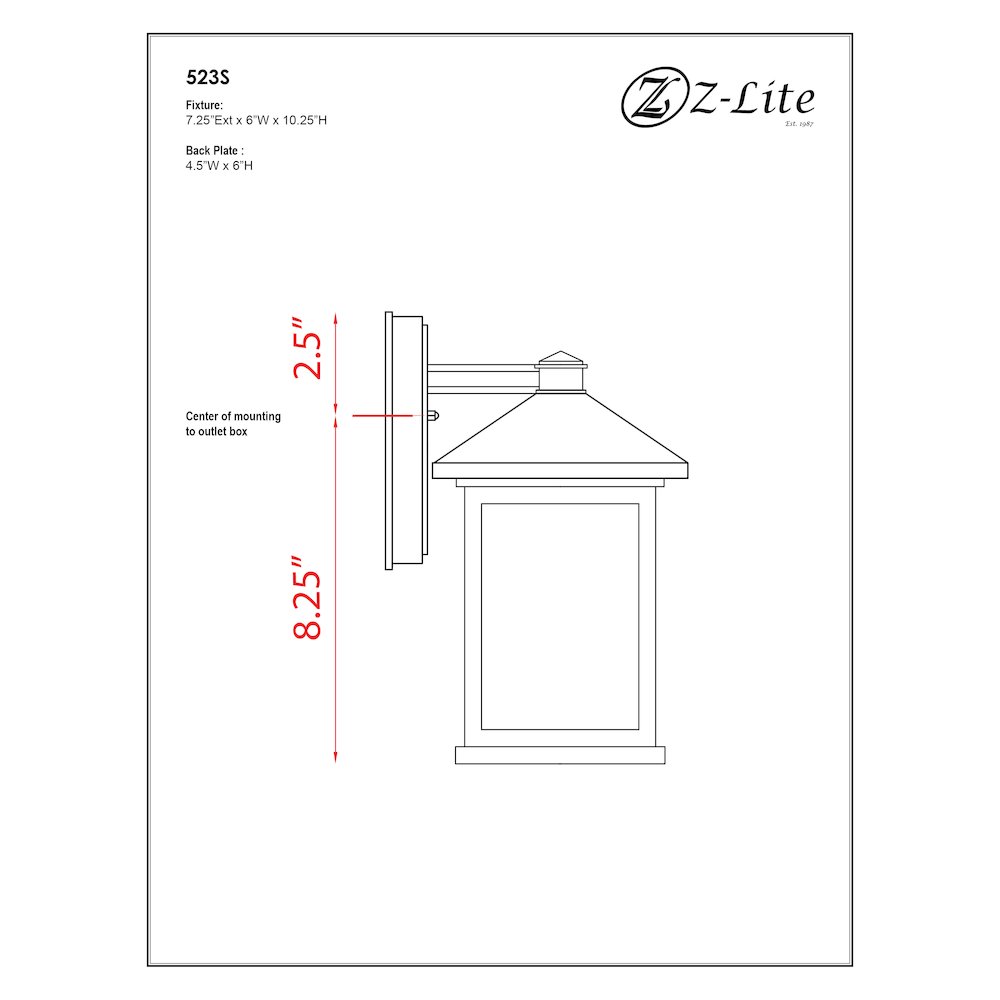 Z-Lite 1 Light Outdoor Wall Light. Picture 2