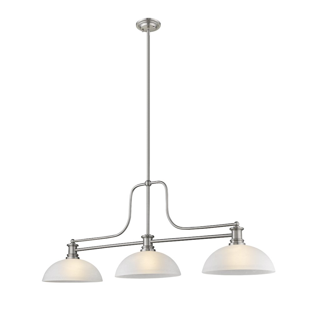Z-Lite Melange 3 Light Billiard, Steel Frame, White Linen Shade Color. Picture 1