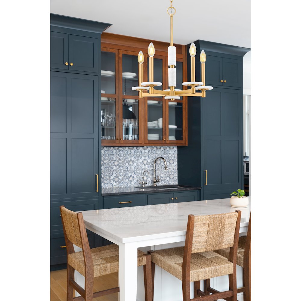 Z-Lite Kaden 5 Light Chandelier in Modern Gold color, Steel frame. Picture 7