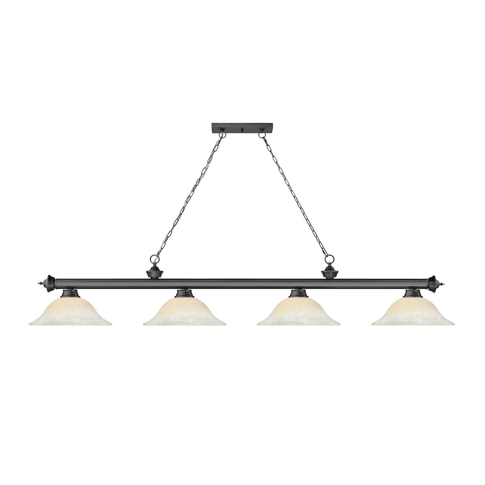 Z-Lite Cordon 4 Light Billiard, Steel Frame, White Mottle Shade Color. Picture 2