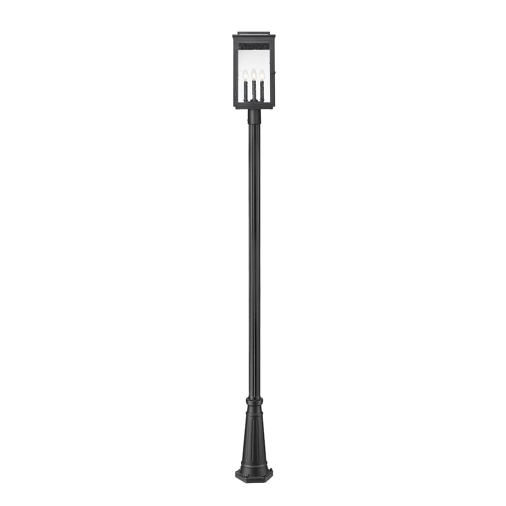 Z-Lite Hartwell 4 Light Outdoor Post Mounted Fixture in Sand Black color. Picture 3