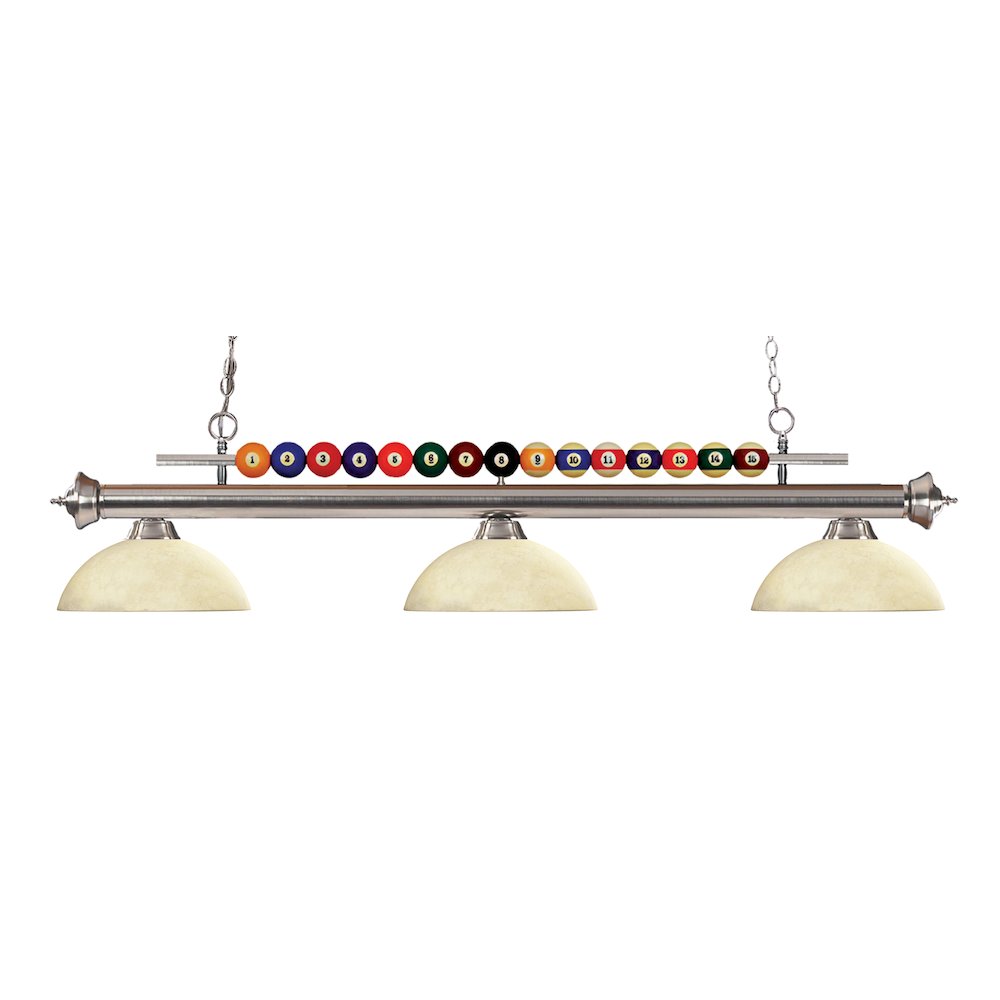 Z-Lite Shark 3 Light Billiard, Steel Frame, Golden Mottle Shade Color. Picture 1