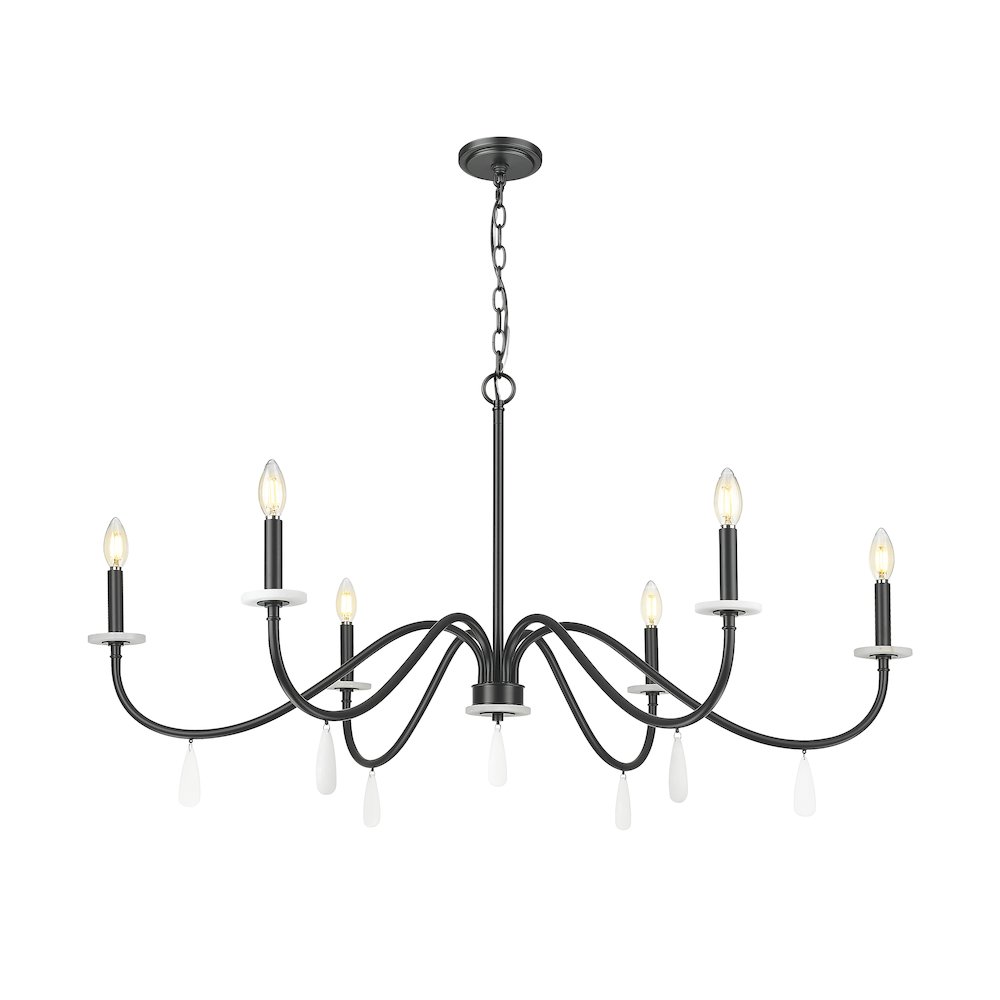 Z-Lite 6 Light Chandelier, Matte Black. Picture 3